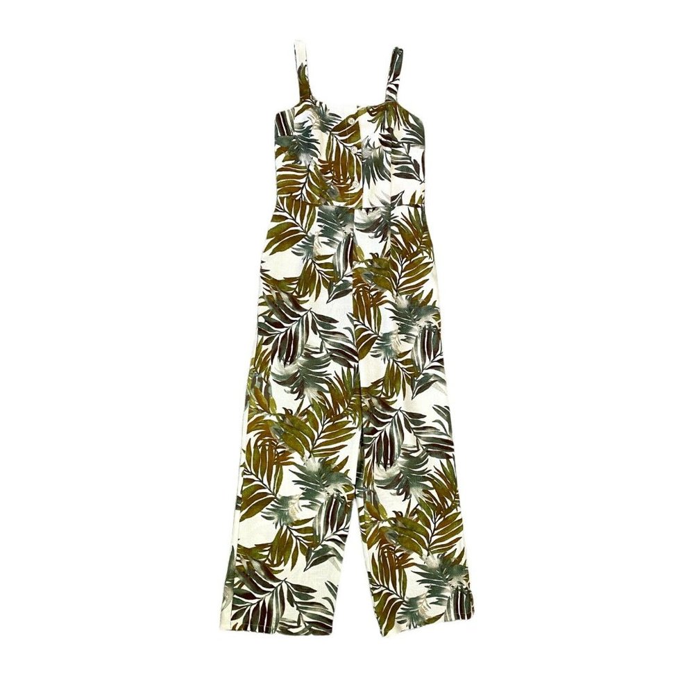En Focus Women’s Summer Tropical Leaves Romper Jumpsuit, Size Medium (6-8)